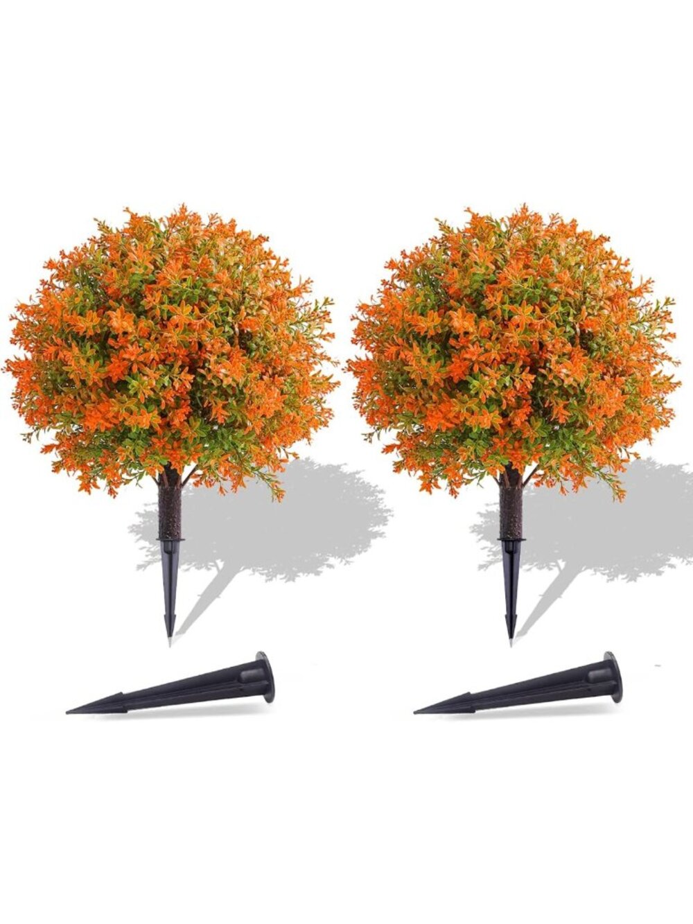 Fall Outdoor Decor Set of 2 | 22in Artificial Topiary Ball Trees for Porch
